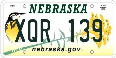 NE license plate XQR139