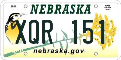 NE license plate XQR151