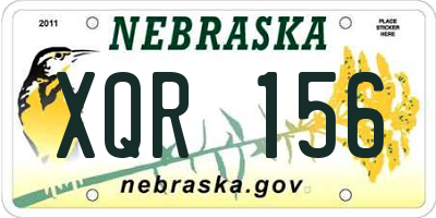 NE license plate XQR156