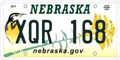 NE license plate XQR168