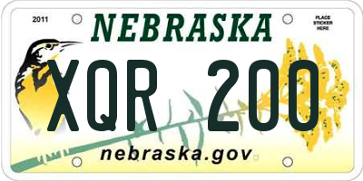 NE license plate XQR200