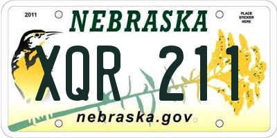 NE license plate XQR211