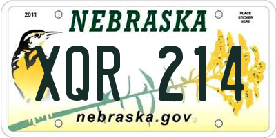 NE license plate XQR214