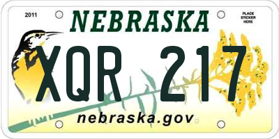 NE license plate XQR217