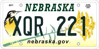 NE license plate XQR221