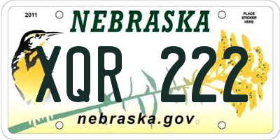 NE license plate XQR222