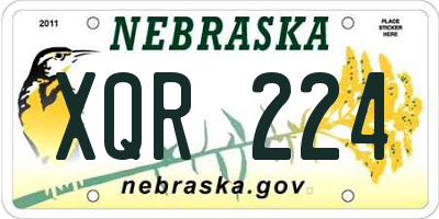 NE license plate XQR224