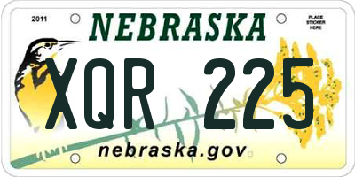 NE license plate XQR225