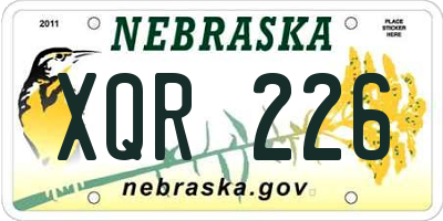 NE license plate XQR226