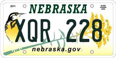 NE license plate XQR228