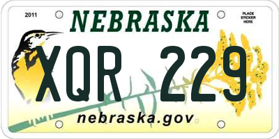 NE license plate XQR229