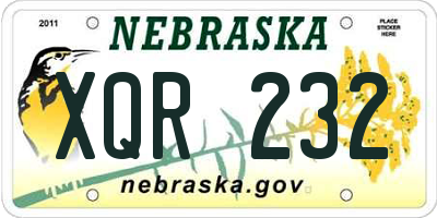 NE license plate XQR232