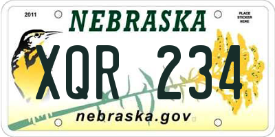 NE license plate XQR234