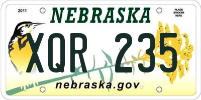 NE license plate XQR235