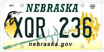 NE license plate XQR236