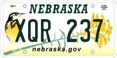 NE license plate XQR237