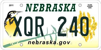 NE license plate XQR240