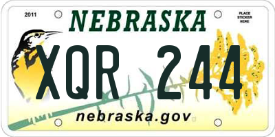 NE license plate XQR244