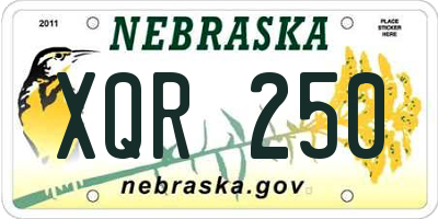 NE license plate XQR250