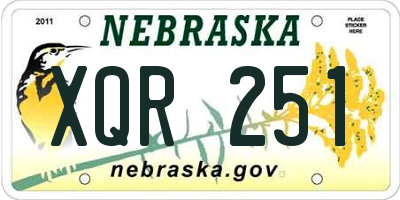 NE license plate XQR251