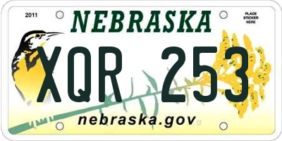 NE license plate XQR253