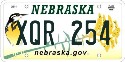 NE license plate XQR254