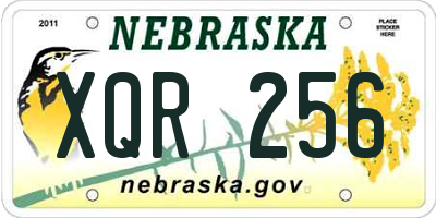 NE license plate XQR256