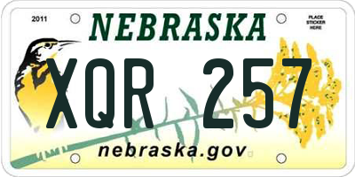 NE license plate XQR257