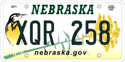 NE license plate XQR258