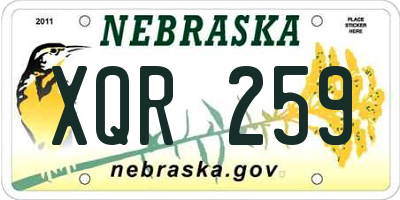 NE license plate XQR259