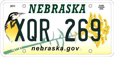 NE license plate XQR269