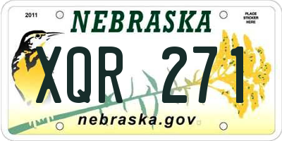 NE license plate XQR271