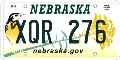 NE license plate XQR276