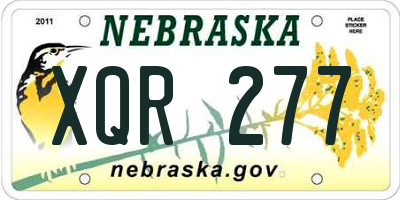 NE license plate XQR277
