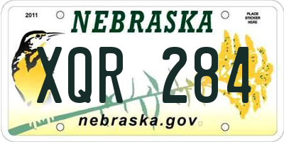 NE license plate XQR284