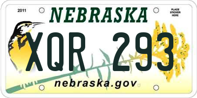 NE license plate XQR293