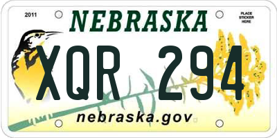 NE license plate XQR294