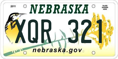 NE license plate XQR321