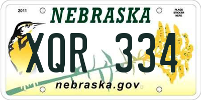 NE license plate XQR334