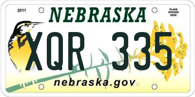 NE license plate XQR335