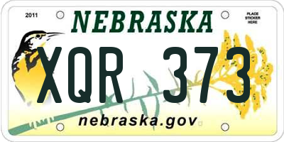 NE license plate XQR373