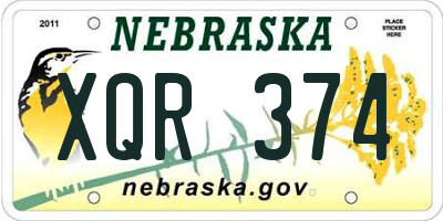 NE license plate XQR374