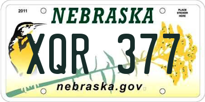 NE license plate XQR377