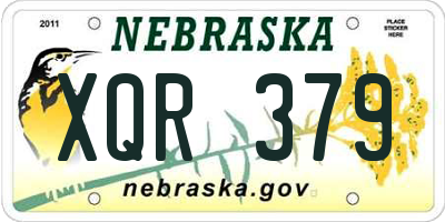 NE license plate XQR379