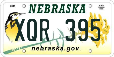 NE license plate XQR395