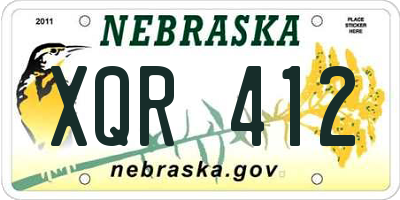 NE license plate XQR412
