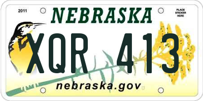 NE license plate XQR413