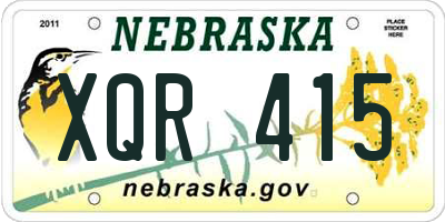 NE license plate XQR415