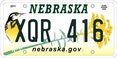 NE license plate XQR416