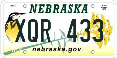 NE license plate XQR433